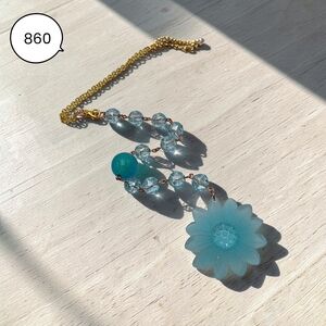 Blue Daisy Car Charm- Handmade Floral Car Decor Gift